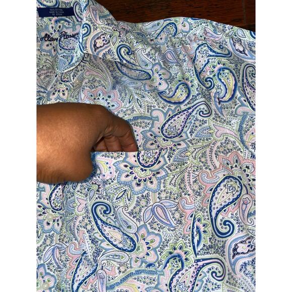 Alan Flusser Paisley Print Long Sleeved Button Down chest pocket Shirt Large - Picture 13 of 13